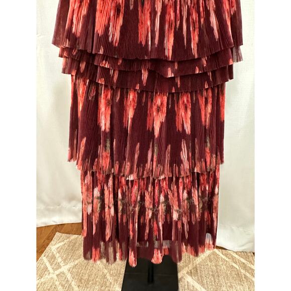 Hutch Nalina Strapless Floral Tiered Tulle Maxi Dress Wine Floral Sz XS/S NWOT - Picture 15 of 16